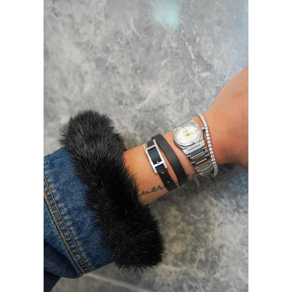 Hermès Behapi Double Tour Black Leather Bracelet